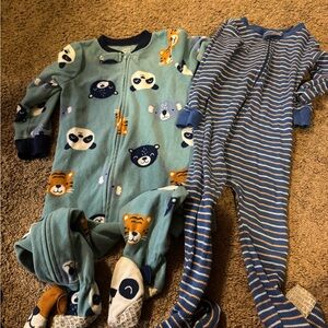 Carter's Blue and Orange Animal Print Footies